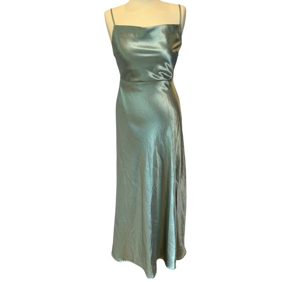 Birdy Grey Dresses & Skirts - Birdy Grey Satin Dress S Womens Sleeveless Slit Lined Bridesmaid Floor Length